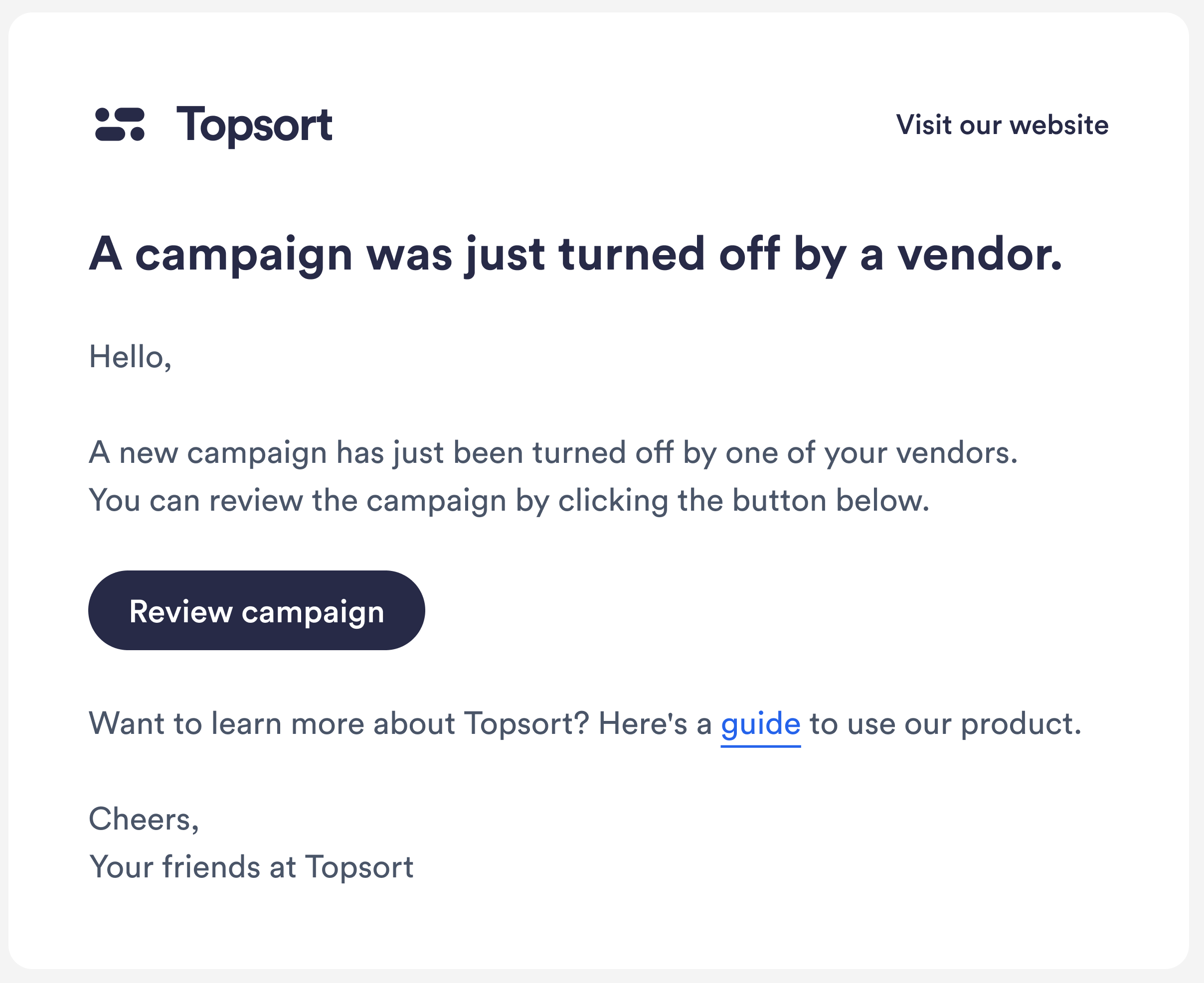 campaign status change notification email