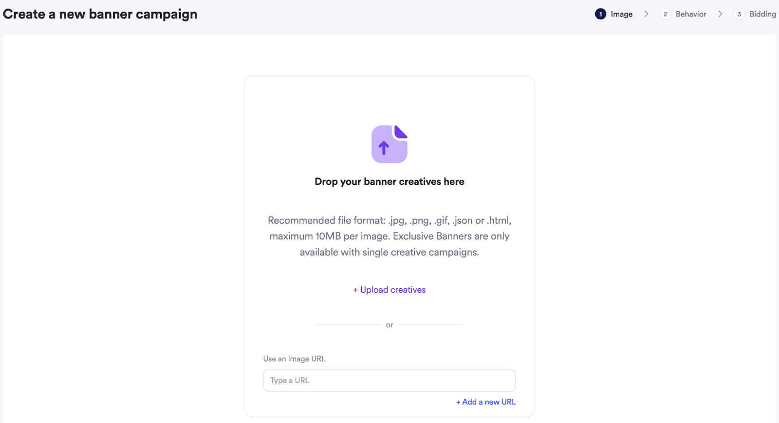 Screenshot of creating banner ads campaign.