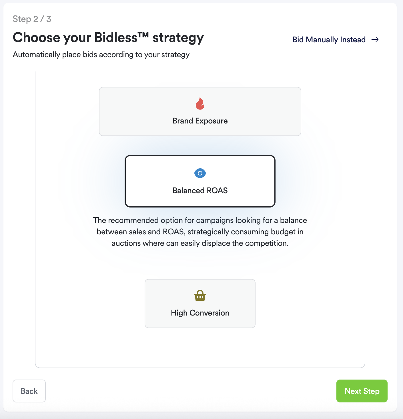 Screenshot of step 4 in sponsored brand creation