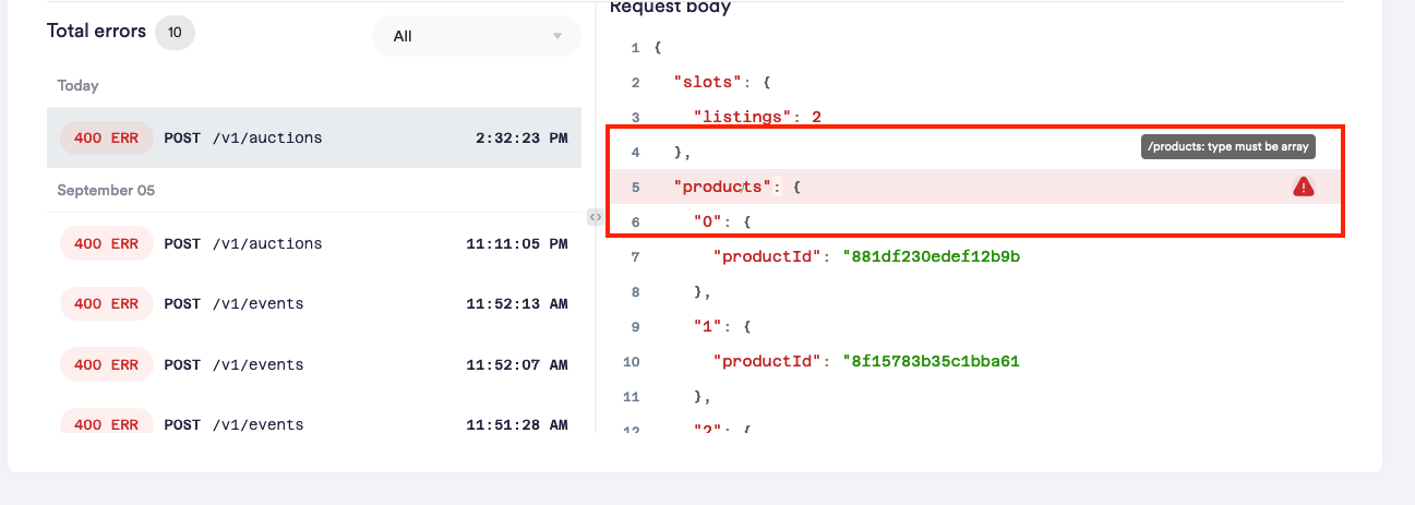 schema validator error