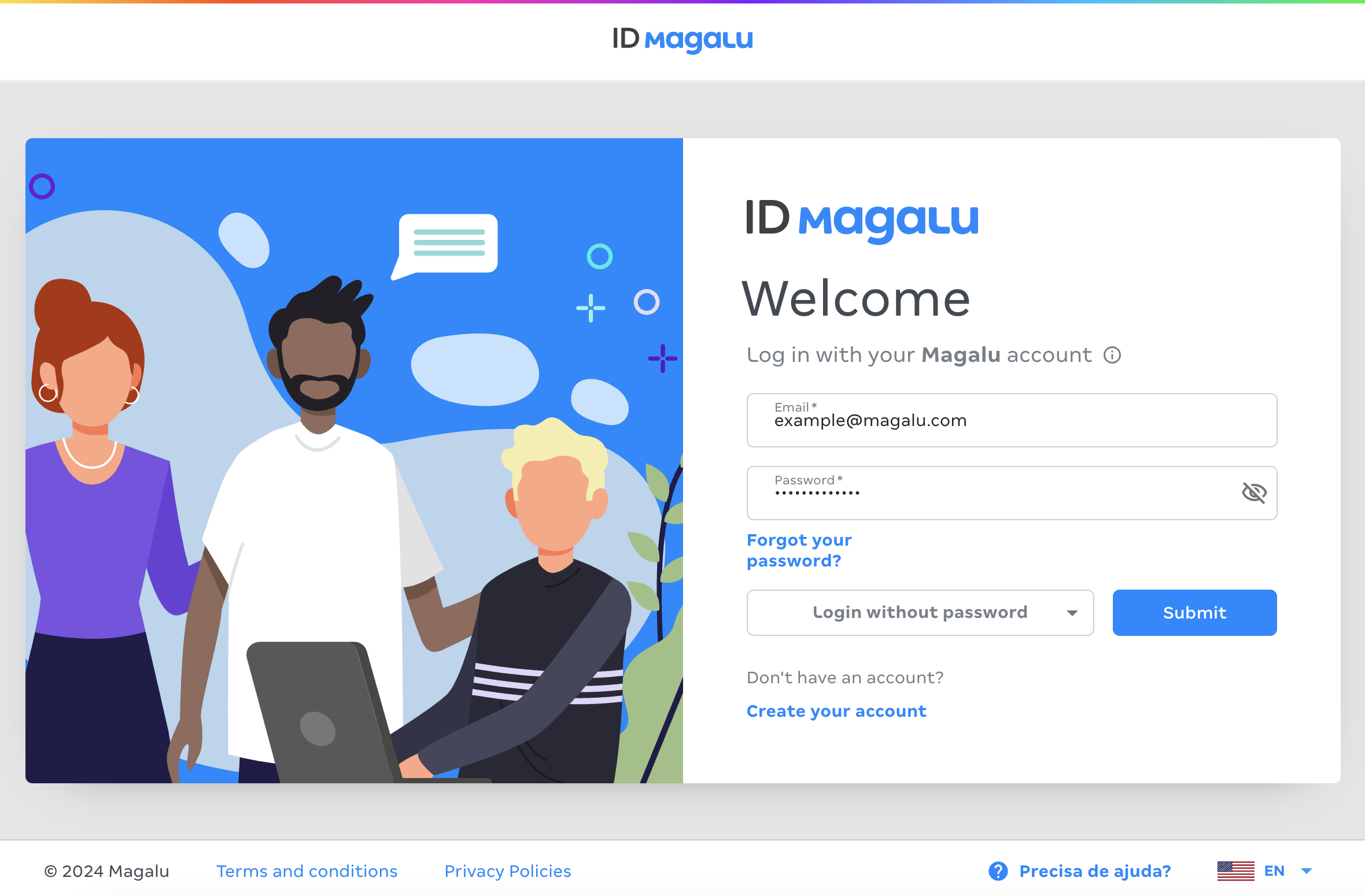 custom login magalu id